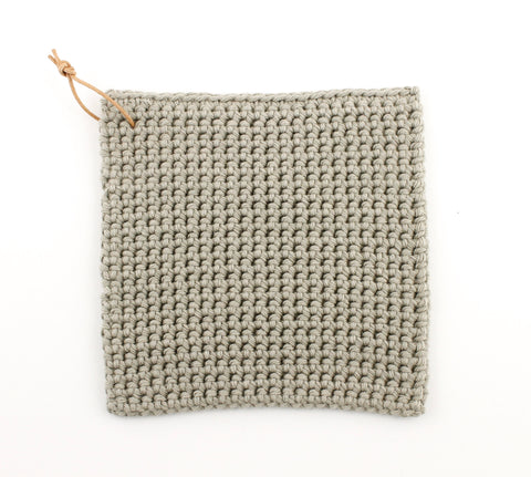 Kettle Holder Light Grey, Hand Crocheted